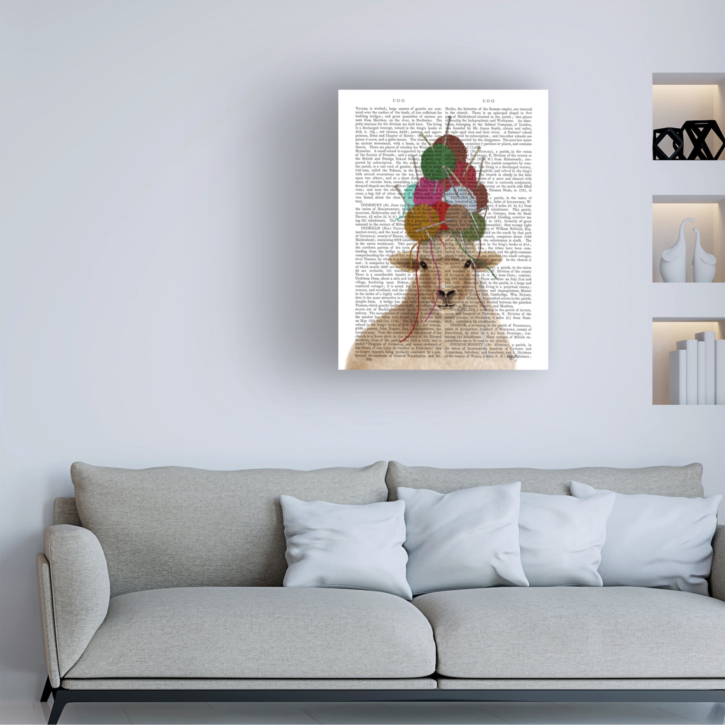 Fab Funky 'Sheep with Wool Hat Portrait Book Print' Canvas Art