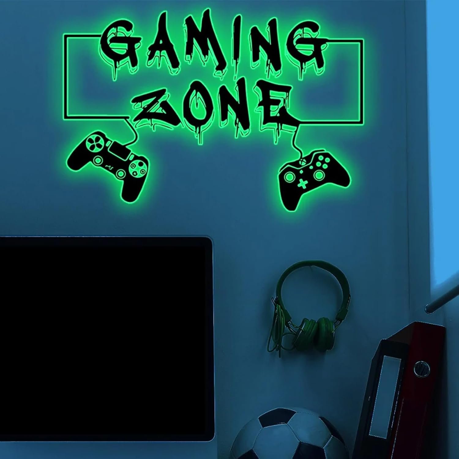 Autocollant Murale Gamer 3D 60x80cm - Sticker PVC Adhésif - Déco Chambre Adolescent - Style Jeu Vidéo