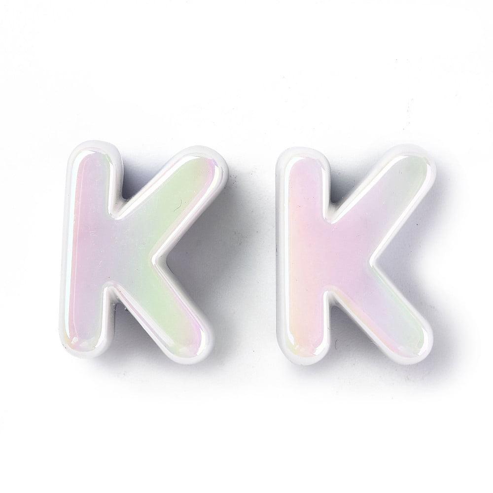 Opaque Rainbow Iridescent Acrylic Beads Random Letter Slate Gray 21x8.5~20.5x15mm Hole: 4mm DIY