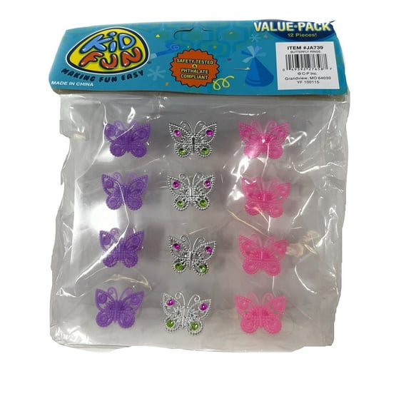 Butterfly 1" Ring Favors (12 Pack) - Party Supplies