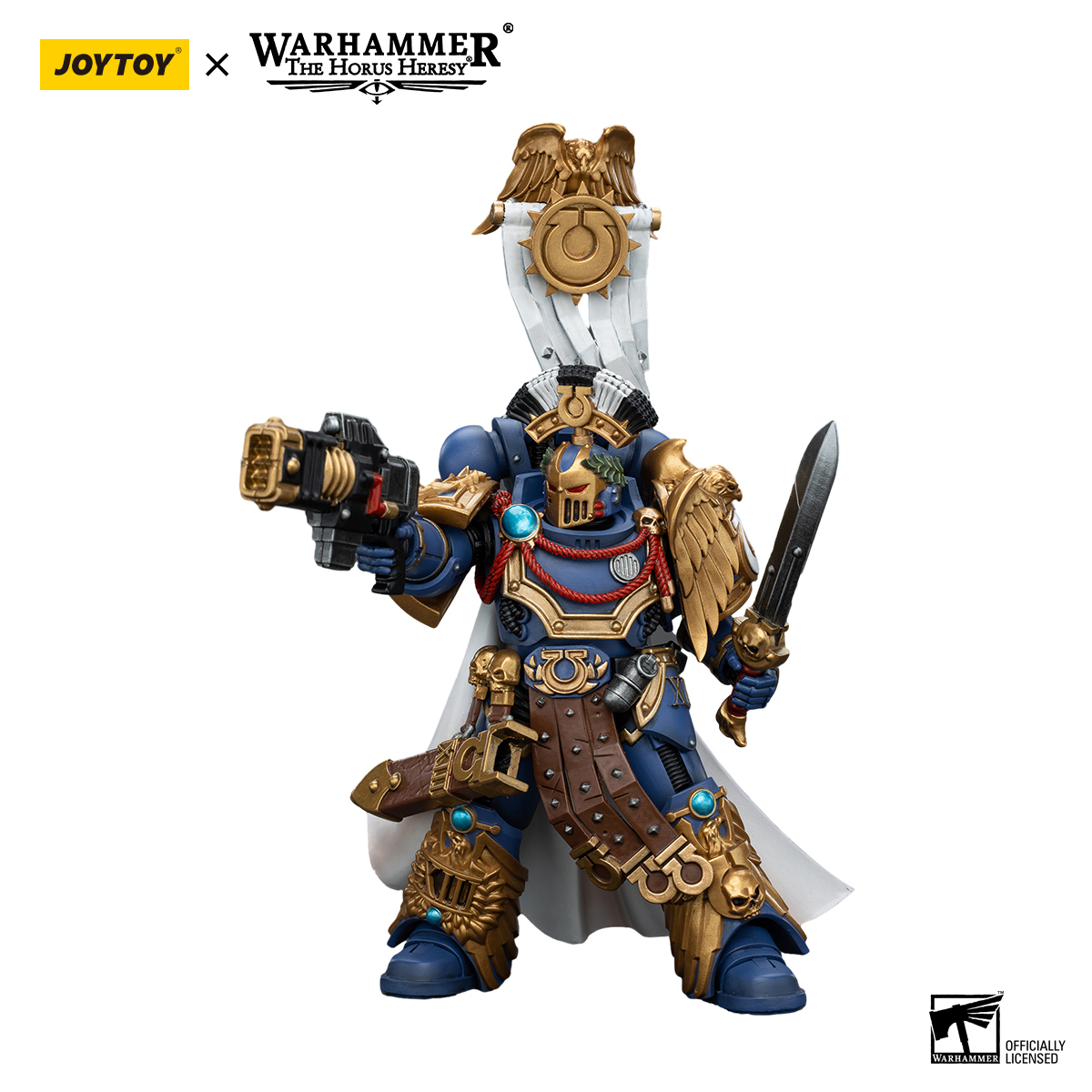 JOYTOY Warhammer 30K 1/18 Action Figure Ultramarines Legion Praetor with Power Sword and Volkite Serpenta Model