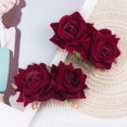 thumbnail image 5 of Paquete de 2 pinzas para el cabello con flor de rosa, accesorios para el cabello con flor de rosa para mujer, pinzas para el cabello para boda, bailarina flamenca (rojo oscuro), 5 of 5