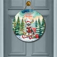 thumbnail image 2 of Merry Christmas Santa Reindeer Antlers Schnauzer Sleigh Xmas Winter Holiday Round Wood Sign Miniature Schnauzer Dog Lover Hanging Wall Home Decor - 00023, 2 of 5
