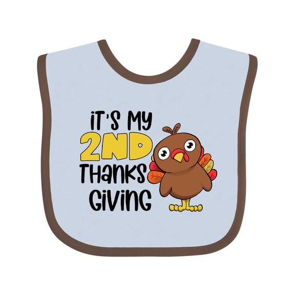 Inktastic It's My 2nd Thanksgiving Cute Turkey Boys or Girls Baby Bib