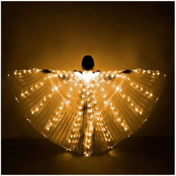Alas grandes luminosas LED para adultos, luz cálida, ala dorada, capa de mariposa, barra, rendimiento, accesorios fluorescentes, ropa de decoración de Halloween Sailing Electrónica