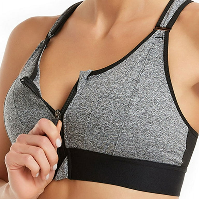 Wireless Supportive Sports Bra for Women Front Zip Design Cross Back Vest  Yoga Workout Wear 