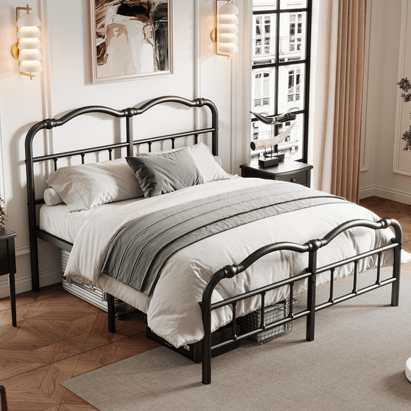 ULIESC King Size Platform Bed Frame with Headboard and Footboard, 14 Inch High, Heavy Duty Metal Platform Bed Frame King, No Box Spring Needed, Easy Assembly, Black