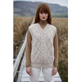 thumbnail image 3 of SAOL 100% Merino Wool V Neck Cable Knit Vest Women's Oversized Sleeveless Aran Irish Sweater Top Made in Ireland, 3 of 9