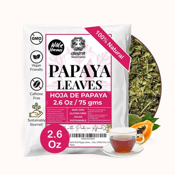 Akshit Dried  Papaya Leaves, 100% Natural Papaya Leaves, Free Wellness Tea, No Additives & Caffeine Free. 2.6oz