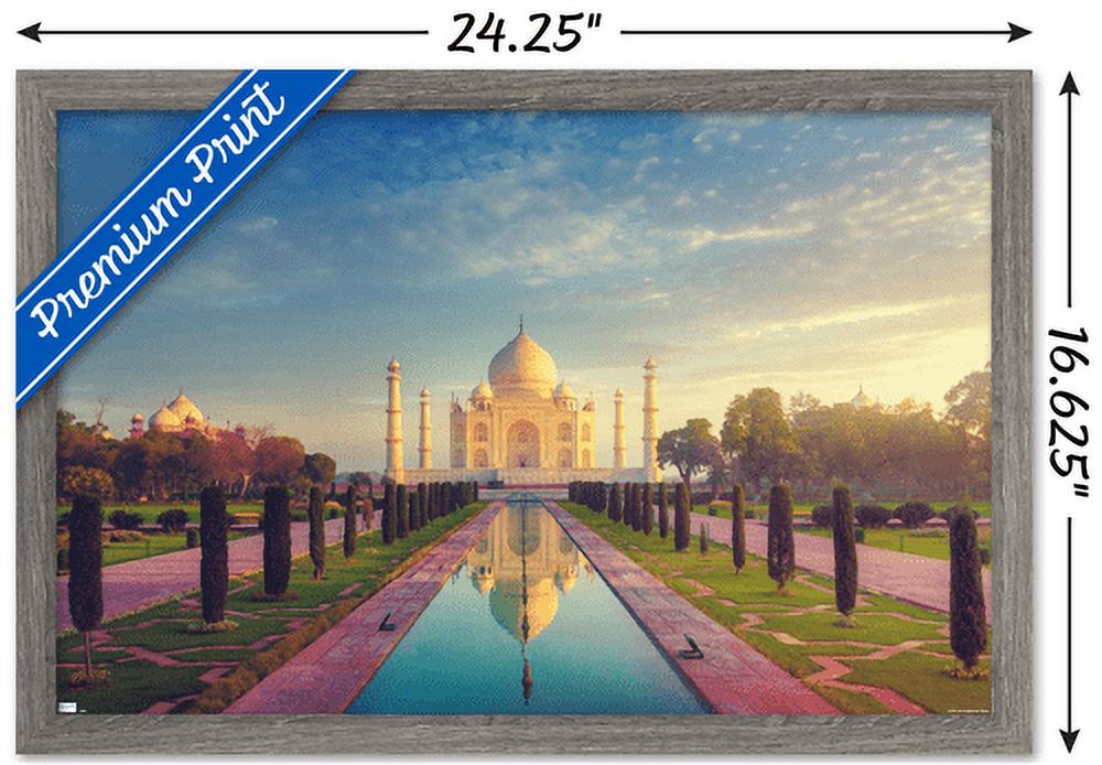 Wonders of the World - Taj Mahal Wall Poster, 14.725" x 22.375", Framed