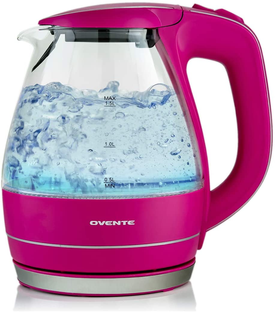 Ovente KG83F 1.5 Liter BPA Free Glass Cordless Electric Kettle, Pink Walmart Canada