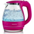 thumbnail image 1 of Ovente Electric Hot Water Portable Glass Kettle with Filter 1.5 Liter Stainless Steel Base Countertop Teapot & Auto Shut-off BPA-Free Fast Heating, Boil Dry Protection, Brew Coffee & Tea, Pink KG83F, 1 of 8
