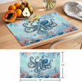 thumbnail image 6 of Coastal Octopus Blue Placemats Set of 12 Summer Beach Nautical Coral Starfish Place Mats Indoor Wipeable Table Mats Washable Dining Table Placemats for Kitchen Holiday Party Home Decor 13x19 Inch, 6 of 9