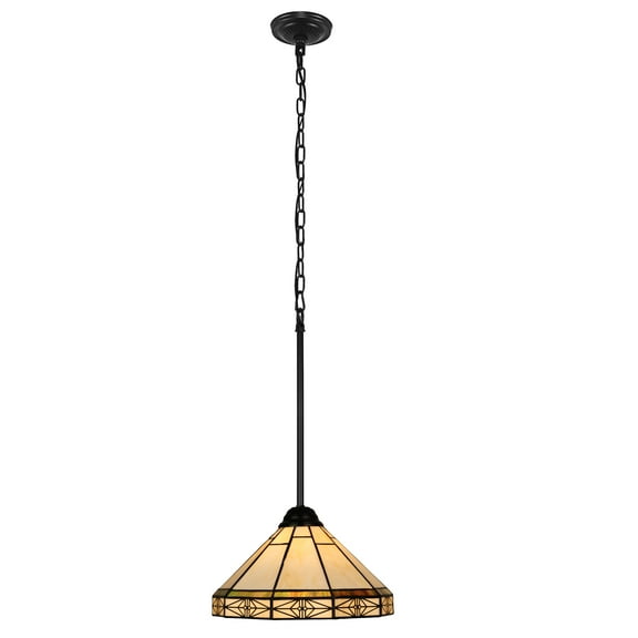 RADIANCE goods Mission-Style 1-Light Blackish Bronze Finish Mini Pendant 12" Shade