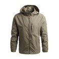 thumbnail image 3 of Men Outdoor Windproof Waterproof Hooded Jacket Field Climbing Warm Thin Outwear 2024 Male Fall Winter Hiking Camping Clothes (Dark blue,2XL), 3 of 6