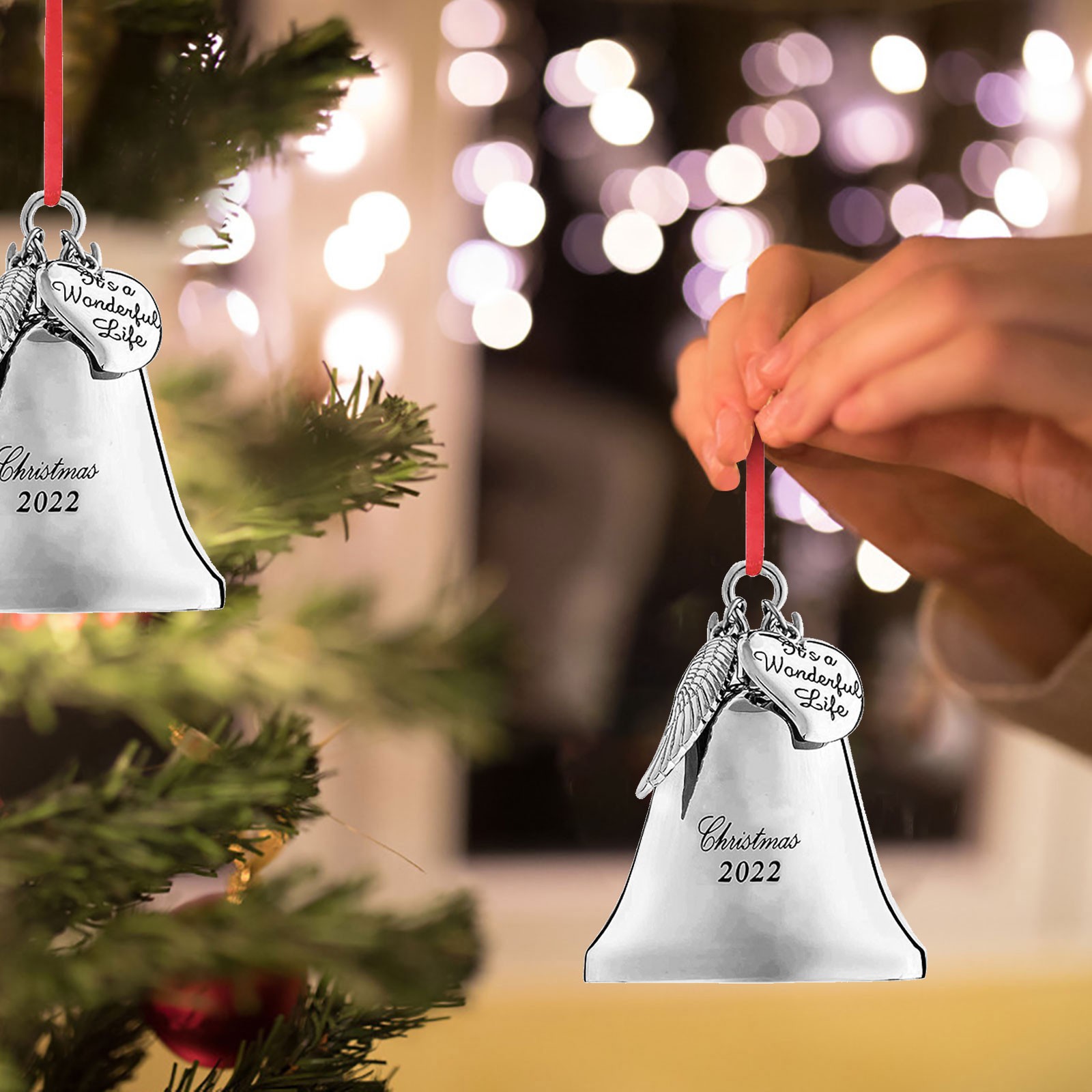 Christmas Deals 2022 Cyber Monday Deals Tuscom 2022 Christmas Bells Ornaments Pendant With  Stainless Steel Angel Wing Wind Chimes - Walmart.com