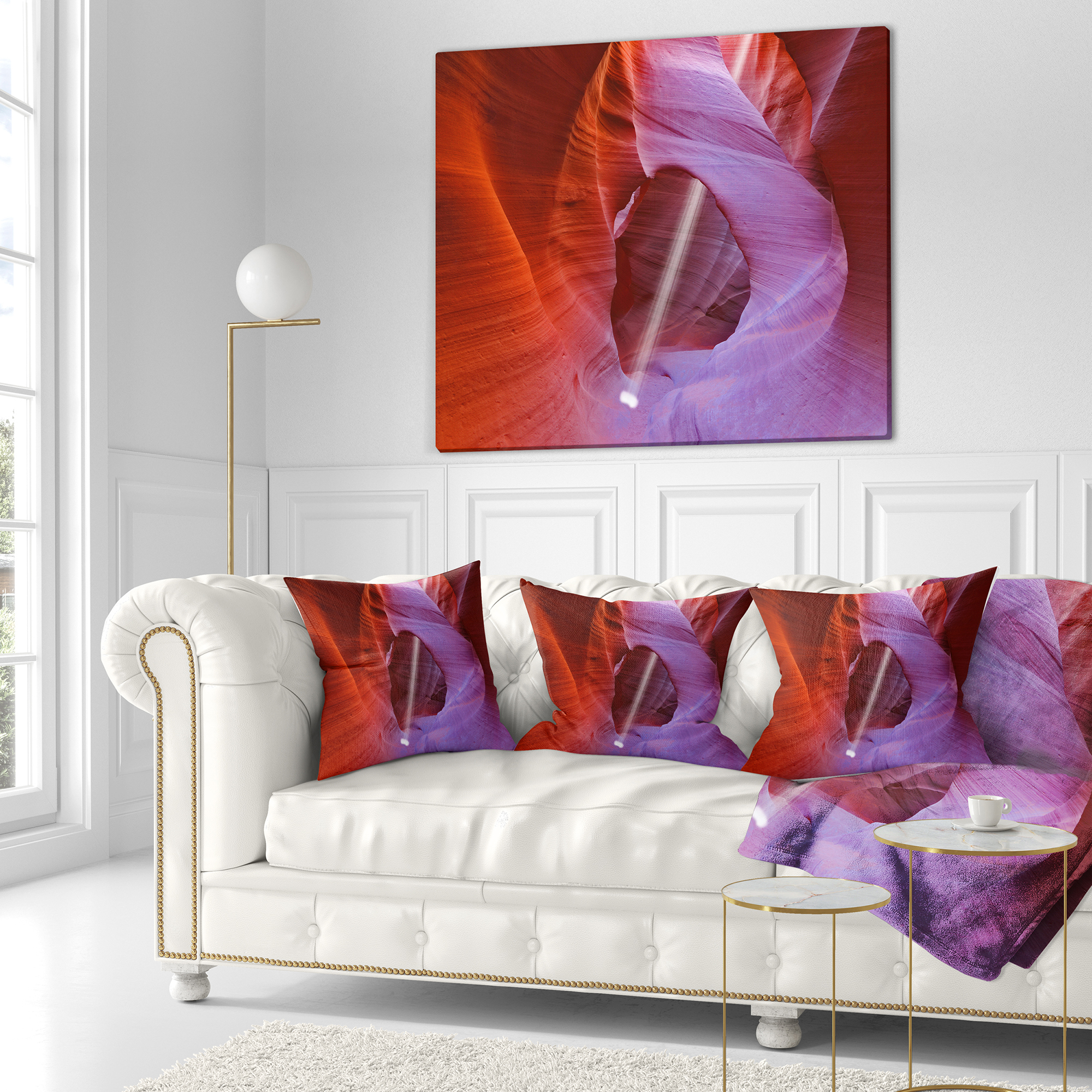 Designart Red Orange Antelope Canyon - Landscape Photo Throw Pillow - 18x18