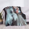thumbnail image 3 of Honeii Flower Crown White Horse print throw blanket, crafted from cozy cotton flannel, offers versatile home decor as a bedding suitable for all seasons.-, 3 of 6