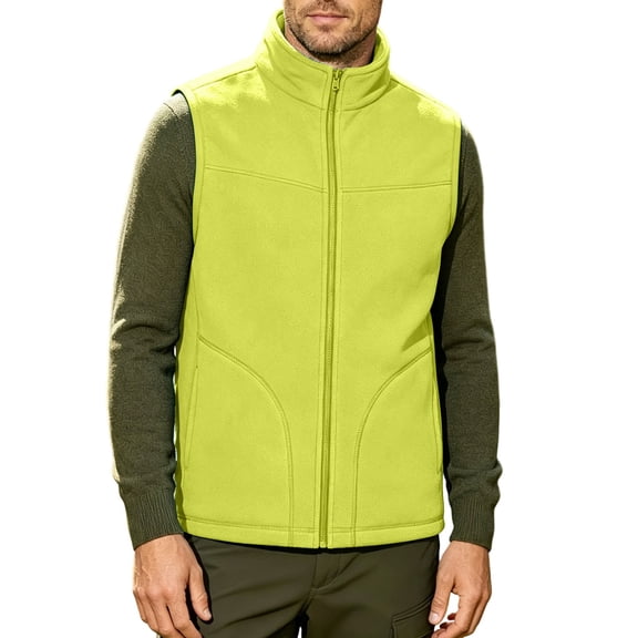 StSilkitty Mens Fleece Vest Zip up Sleeveless Stand Collar Jacket Coat Fall Winter Casual Fashion Outerwear with Pockets