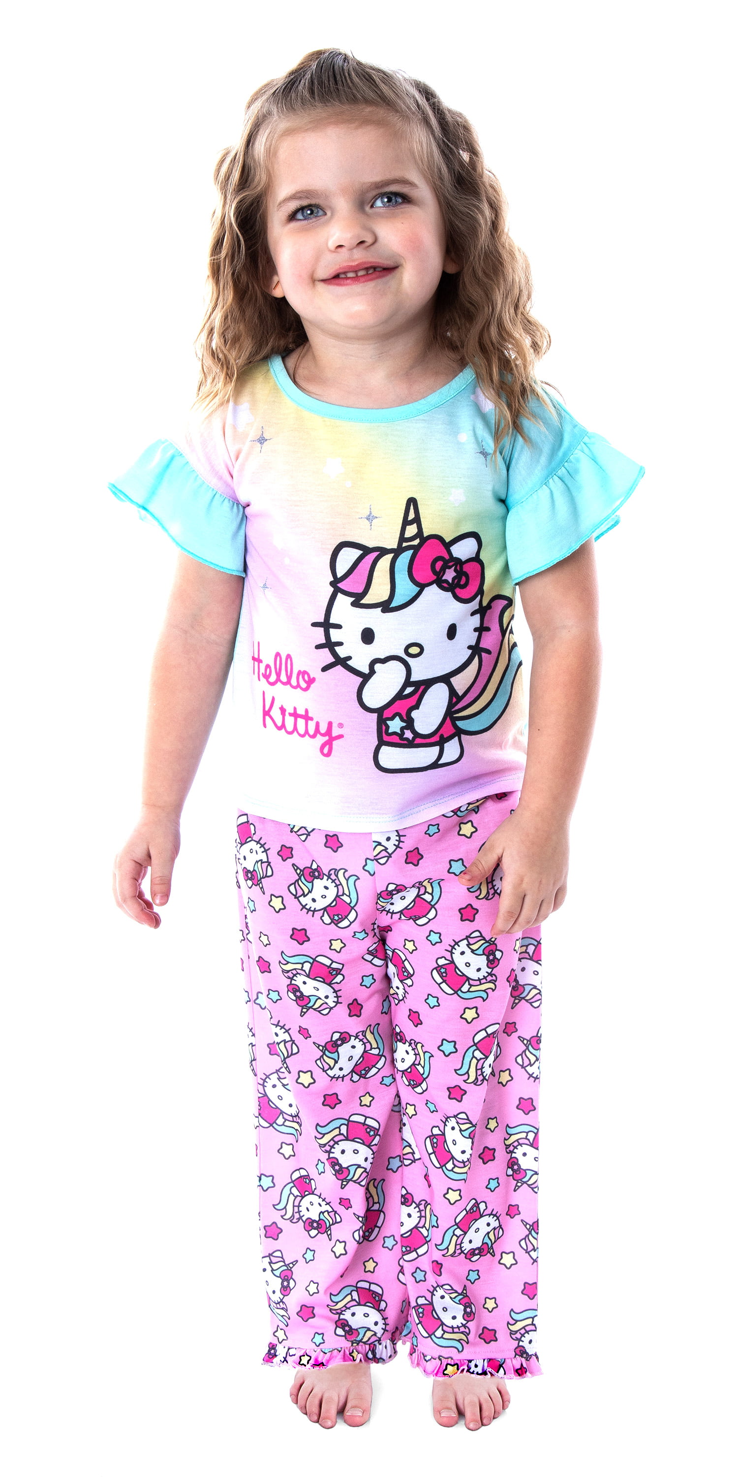 pantalon Sleepwear Pyjamas Baby Girls Kitty thème pyjama 2T-7T manches longues 
