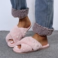 thumbnail image 6 of Jiibva Pearl Slippers Women's Fuzzy Cross Slippers Bride Wedding Slippers Gift Open Toe House Slipper Bedroom Shoe Indoor Outdoor, 6 of 7