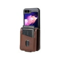 thumbnail image 7 of Dteck Retro for Samsung Galaxy Z Flip 6 Case, Shockproof PU Leather Magnetic Full Body Stand Flip Wallet Case Cover with Card Holder Phone Case, Brown, 7 of 7