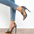 thumbnail image 7 of EHQJNJ Female High Heel Booties Sandals for Women Girls Roman Stilettos Snake Print Sandals Casual High Heel Sandals High Heels Shoes for Women Black High Heels for Women Wide Feet, 7 of 7