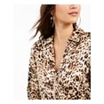 thumbnail image 3 of Thalia Sodi Women's Printed Zip Peplum Top Brown Size Extra Large, 3 of 4