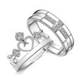 thumbnail image 1 of 2Pcs/set Men Women Couples Rings Wedding Party Crystal rings Wedding crystal Letters Cuff Ring Love Matching Jewelry, 1 of 8