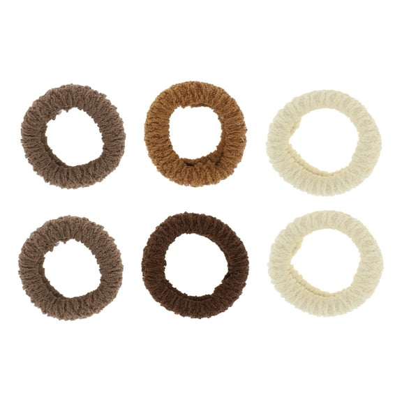 6 Pcs Thickened Wide Edge Hair Ropes Hair Scrunchies for Women Brown Beige