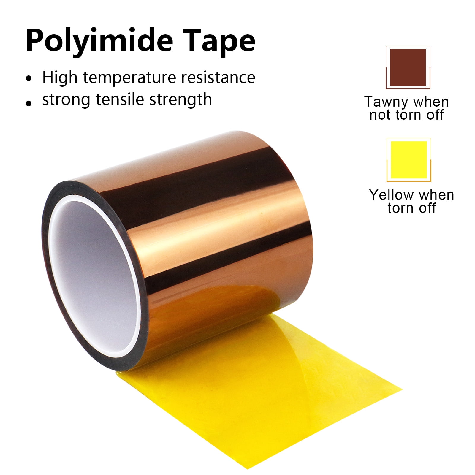 BOMEI PACK PolyimideTape,4 Inch x 108 ft (33m),Wide Roll Heat Resistant Tape,High Temperature Tape,Heat Vinyl Press Tape for Heat Transfer,Polyimide Tape for Protecting CPU, PCB Circuit Board