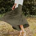 thumbnail image 2 of KDFJPTH Womens Skirts Summer Elastic High Waist Boho Maxi Casual Drawstring A Line Long Skirt, 2 of 8