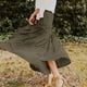 thumbnail image 2 of Falda larga Prolriy de verano para mujer, elástica, de cintura alta, estilo bohemio, informal, con cordón, estilo A, color verde militar, talla S, 2 of 8