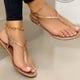 thumbnail image 1 of Zapatos de verano con punta de clip para mujer Sandalias cómodas con diamantes de imitación Pisos Sandalias de playa informales Wmkox8yii  shjk1965, 1 of 4