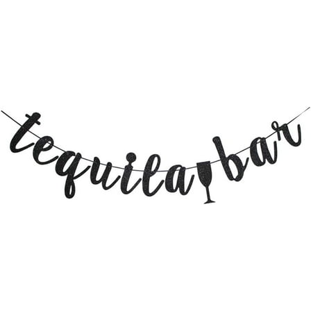 Tequila Bar Banner, Fiesta Theme Party Decors, Black Birthday Party Sign Supplies Paper Props