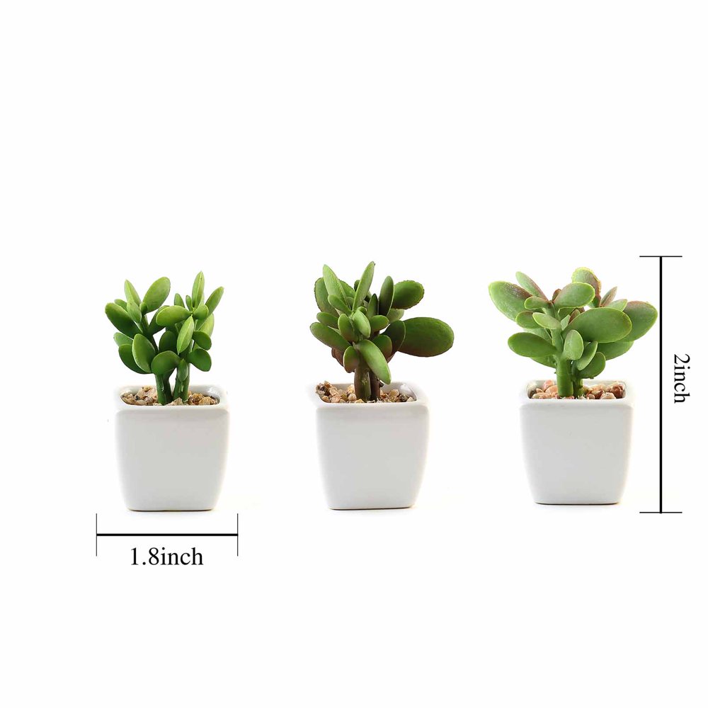 BalsaCircle 3 pcs 3Inch Green Assorted Artificial Faux Small Succulent