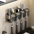 thumbnail image 2 of Toothbrush Shelf No Punching Wall Mounted Space Aluminum Antirust Electric Toothbrush Cosmetics Shelf Toilet Bathroom Accessorie (Black gold 4), 2 of 7