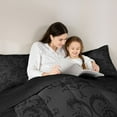 thumbnail image 5 of jejeloiu Retro Damask Print Bedding Comforter Set,Gothic Moth Twin Comforter Sets,Black Baroque Flower Bedding Set For Men Women,Luxury Bedroom Decor Reversible,2 Pieces, 5 of 8