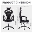 thumbnail image 5 of Game Chairs Gaming Chair with Massage,Ergonomic PC Gaming Chair with Footrest Comfortable Headrest and Lumbar Support,High Back PVC Leather,300LBS (Black White),Recreation Room Chairs, 5 of 8