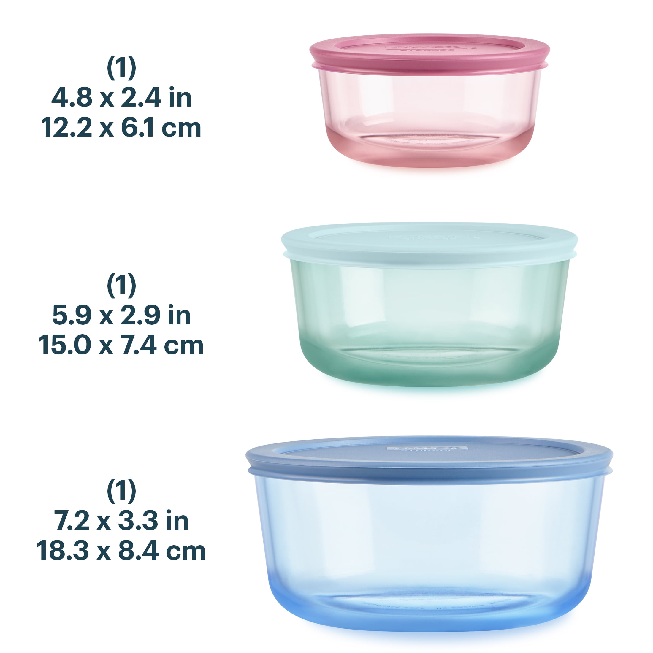 Pyrex Simply Store Tinted Glass Round Storage Containers