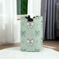 thumbnail image 2 of Foldable Laundry Hamper Bag with Handles Dirty Clothes Basket 12.6" x 11" x 22.7" Green and Mint Bows, 2 of 7