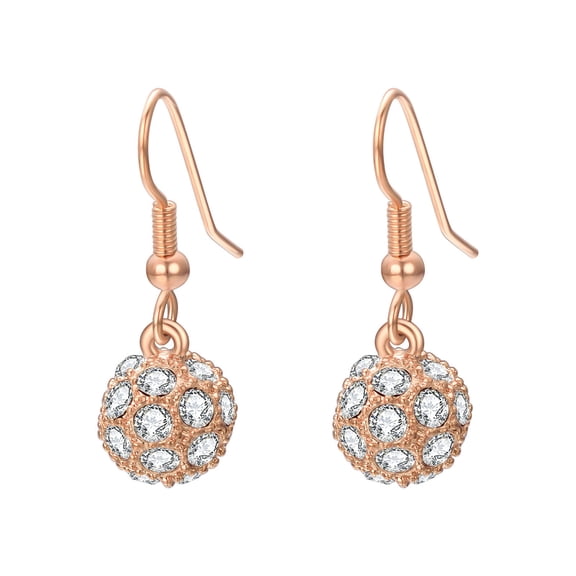 Yoursfs Rose Gold Plated CZ Crystal Ball Earrings for Women Hypoallergenic Fishhook Dangle Earrings Sparkling Jewelry for Wedding Prom