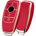thumbnail image 1 of Funda para llave de coche adecuada para Mercedes Benz, funda para llave para Clase E Clase S Funda protectora de TPU (Golden Edge Red), 1 of 7