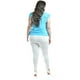 thumbnail image 3 of Blusa con detalle de olan Roman Fashion Tallas Extras 8048 Azul claro 42, 3 of 6