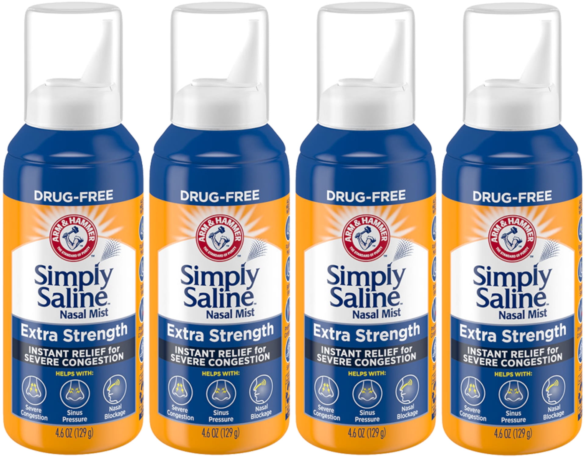 4 Pack - Simply Saline Adult Nasal Mist Extra Strength For Severe Congestion 4.6 oz Each
