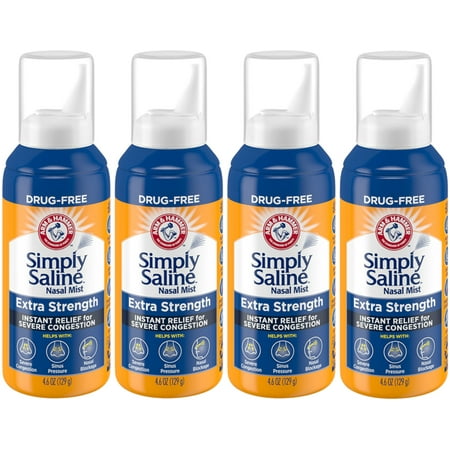 4 Pack - Simply Saline Adult Nasal Mist Extra Strength For Severe Congestion 4.6 oz Each