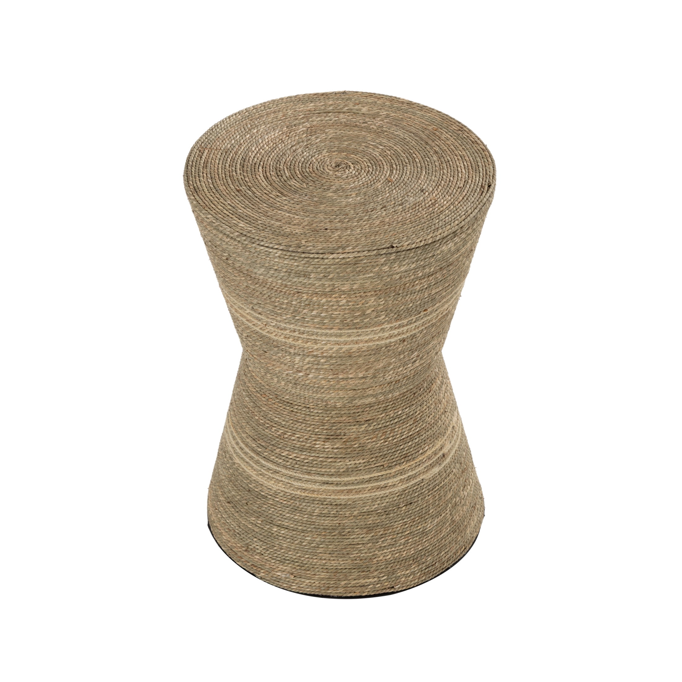 DecMode 14" x 20" Brown Seagrass Handmade Woven Accent Table with Hourglass Shape, 1-Piece