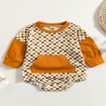 thumbnail image 2 of Combinaison d'Automne pour Bébé, Imprimé Damier, Manches Longues, Col Contrasté, avec Poche pour Garçons et Filles, 2 of 9