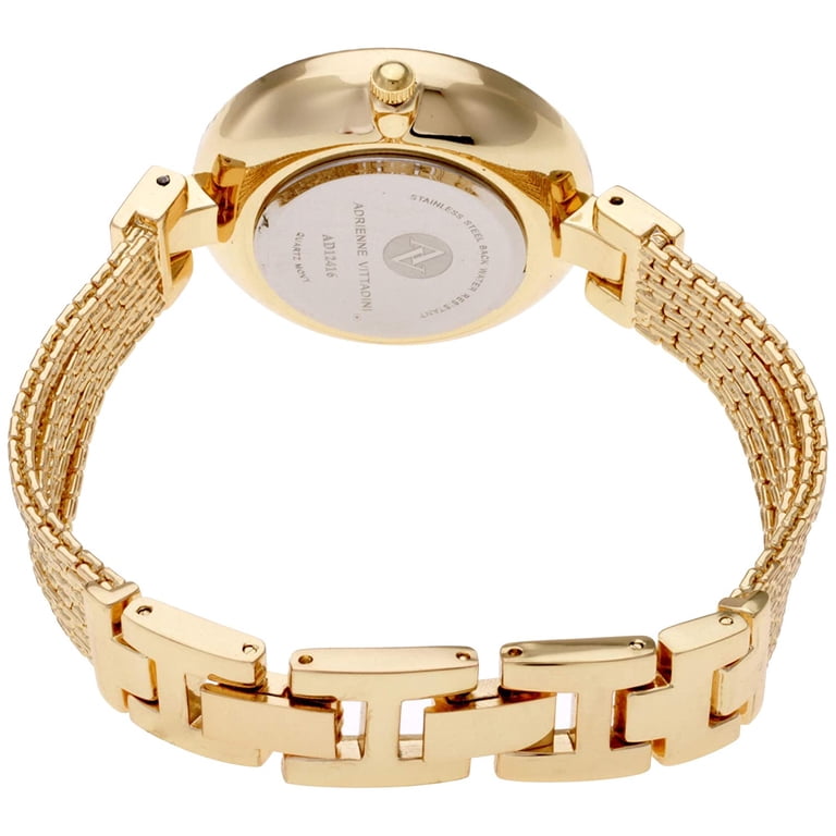 Adrienne Vittadini Watch Mother of Pearl Face Crystal Surround Gold Band Adrienne Vittadini Collection Womens Analog Quartz Watch  main image 4