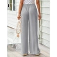 thumbnail image 5 of TEMOFON Pants for Women Wide Leg Linen Pant Palazzo Summer Casual Flowy Pants with Pocket Light Gray Drawstring Loose Comfy Soft Pants L, 5 of 10